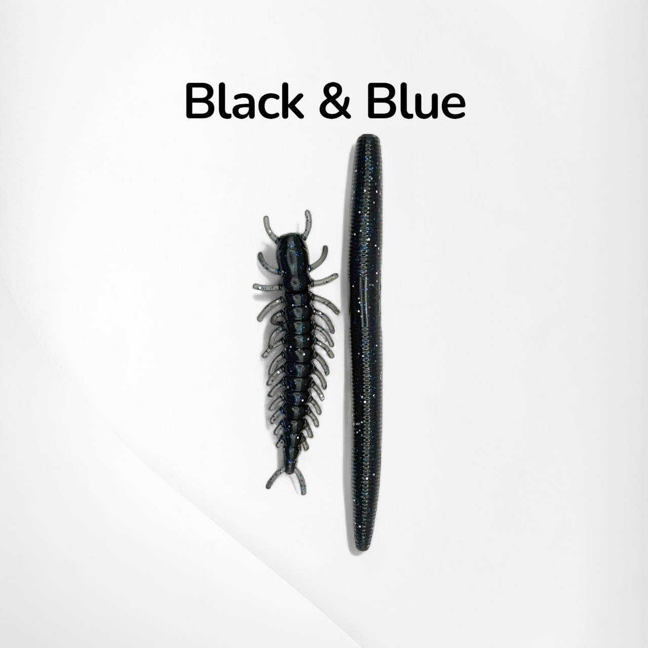 Black & Blue 5" Stick Worms- 6 pack